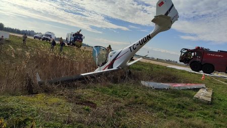 Bursa Yenişehir Havalimanı’nda Eğitim Uçağı Pistten Çıktı